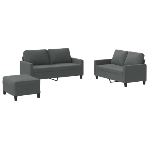 VIDAXL  3 Piece Sofa Set With Cushions Dark Fabric In Grey