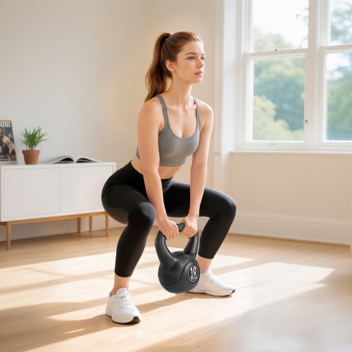 Haltère russe 22 lb de Soozier, poids d'exercice en plastique avec sable, outils d'haltérophilie avec poignée lisse, réduction du bruit pour la