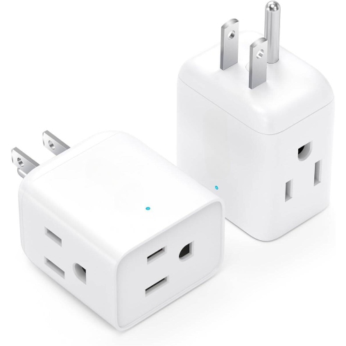 VECELOLIBILIS 2 Pack Multi Plug Outlet Extender, 3-Sided Multiple Travel Adapter, Wall Outlet Splitter With 3 Way Plug, Mini Wall Tap Electrical Expander Spaced for Home Office, White