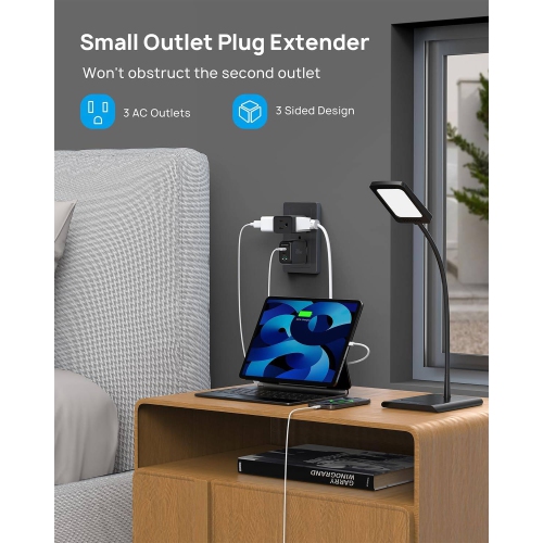 2 Pack Multi Plug Outlet Extender, 3-Sided Multiple Electrical Expander, Wall Outlet Splitter with 3 Way Plug, Mini Travel Adapter Spaced for Home