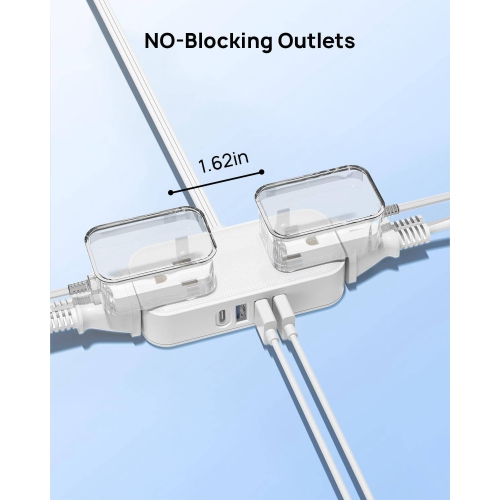 Ultra-Thin Flat Plug Power Bar, 4 USB Ports 4 Multi Outlets, USB C Flat Extension Cord Indoor 5ft, Cruise Ship Travel Essentials, Small Desktop Power