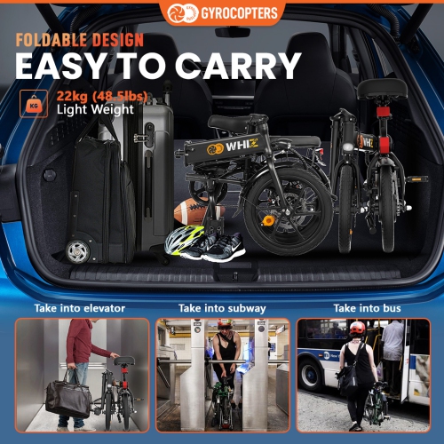 Remis à neuf vélo électrique pliable Whiz de Gyrocopters | compact pliable à 3 niveaux pour vélo électrique | moteur 350W | vitesse jusqu'à 25kmh