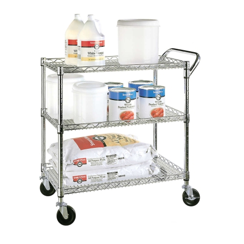 Seville Classics Utility Cart with 3-Shelf Grid System