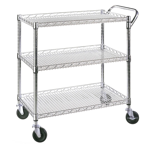 Seville Classics Utility Cart with 3-Shelf Grid System