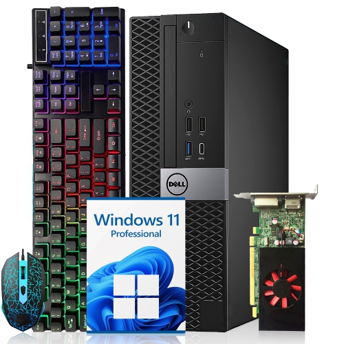 DELL  Refurbished (Good) - Desktop PC Optiplex Sff Computer Combo | Intel I7 Hexa-Core Cpu | 16GB Ddr4 Ram | 1Tb Nvme SSD | Amd Graphics Card R7 350X