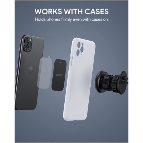 Brand New- AUKEY HD-C74 Magnetic Phone Holder 360 Degree Rotation Air Vent, Black