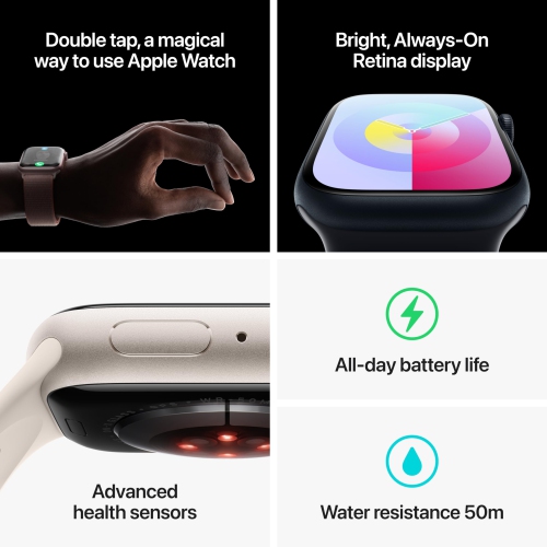 Apple Watch Series 9 [GPS 41mm] Smartwatch with Starlight Aluminum Case with Starlight Sport Band M/L. by APPLE - Refurbished condition - Image 6