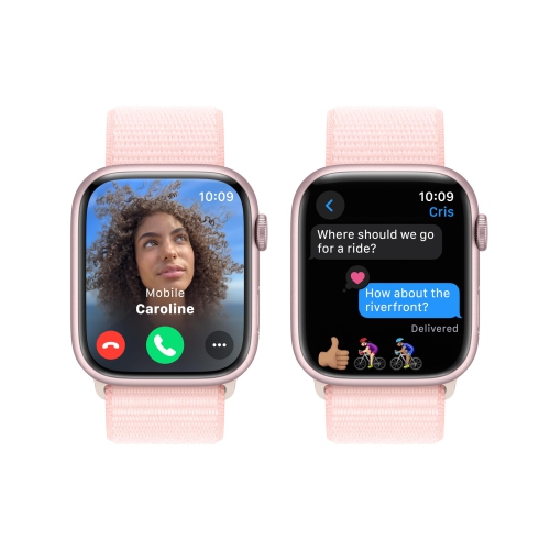 Apple Watch Series 9 GPS 45mm Smartwatch with Pink Aluminum Case with Pink Sport Loop. Carbon Neutral Best Buy Canada