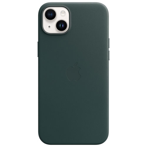 Refurbished Apple Leather Fitted Hard Shell Case with MagSafe for iPhone 14 Plus - Forest Green OEM part