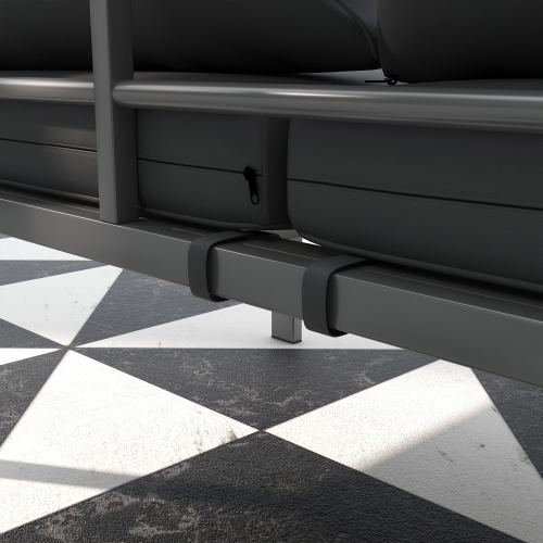 Outsunny Garden Sofa with Cushions, Aluminum Frame 3-Person Outdoor Couch, Patio Sofa Backyard Furniture with Backrest, Armrests, Grey