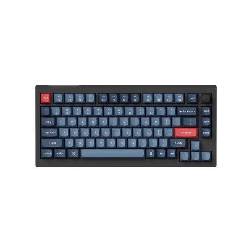 Keychron V1 Max Hotswap Wireless Mechanical Keyboard - RGB - ABS Plastic Frame - Carbon Black - with Knob - Gateron Jupiter Red - 75% Layout - Window