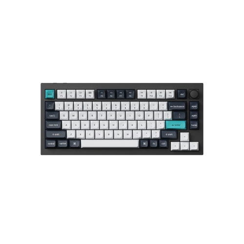 Keychron Q1 Max Hotswap Wireless Mechanical Keyboard - RGB - Aluminum Frame - Carbon Black - with Knob - Gateron Jupiter Brown - 75% Layout - Windows