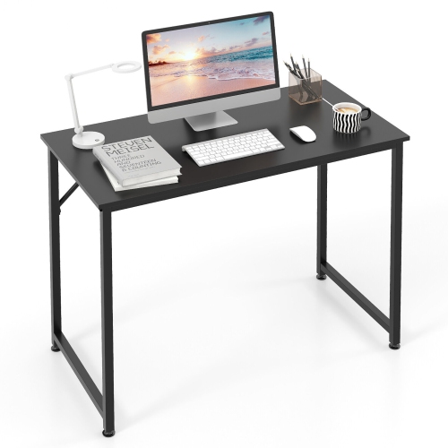 GYMAX  40-Inch Small Computer Desk Home Office PC Workstation W/ Heavy-Duty Metal Frame In Black