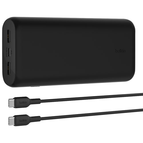 Belkin BoostCharge 20000 mAh 3-Port USB-A/USB-C Power Bank - Black