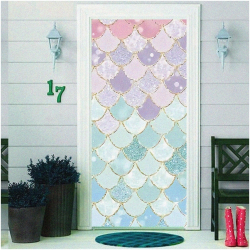 Mermaid Magic Door Banner - Vibrant Fish Scale Yard Sign for Birthday Party,  Baby Shower, Home Decor - Pink, Purple, Green, Blue Flash - 35.4 x 72.8  Inches - Perfect for Baby Bath