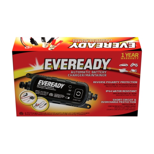 Eveready 1.2-amp Automatic 6-volt/12-volt Battery Charger/Maintainer - Black