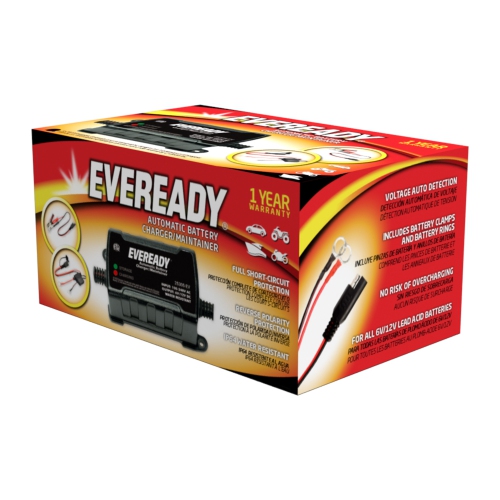 Eveready 0.75-amp Automatic 6-volt/12-volt Battery Charger/Maintainer - Black