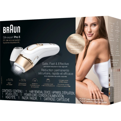 Braun Silk-expert Pro 5 IPL Epilator - White/Gold (PL5137)