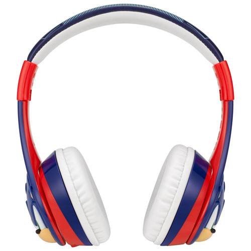 Casque d'écoute Bluetooth pour enfants Sonic de KIDdesigns avec microphone - Bleu/Rouge/Blanc