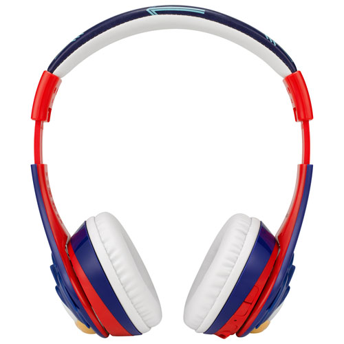 Casque d'écoute Bluetooth pour enfants Sonic de KIDdesigns avec microphone - Bleu/Rouge/Blanc