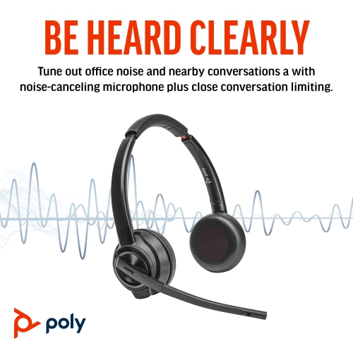 HPI POLY On-Ear Active Noise Cancelling Truly Wireless Bluetooth 5.2 Headsets with Mic - Black