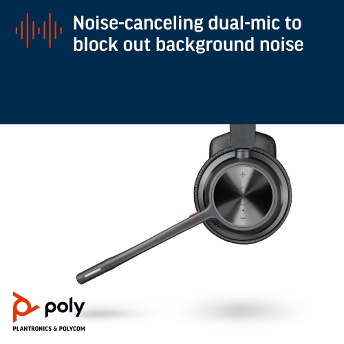 HPI POLY On-Ear Passive Noise Cancelling Truly Wireless Bluetooth 5.1 Headsets with Mic - Black