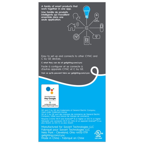 Refurbished GE Cync 100W A21 Smart LED Light Bulb - Colour