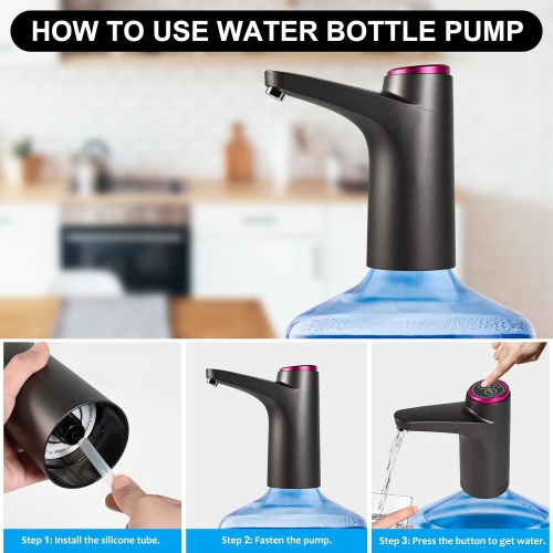 5 Gallon Water Bottle Pump, Water Bottle Dispenser for 5gl, USB Charging Automatic Drinking Water Pump, Portable Electric Water Dispenser Jug for