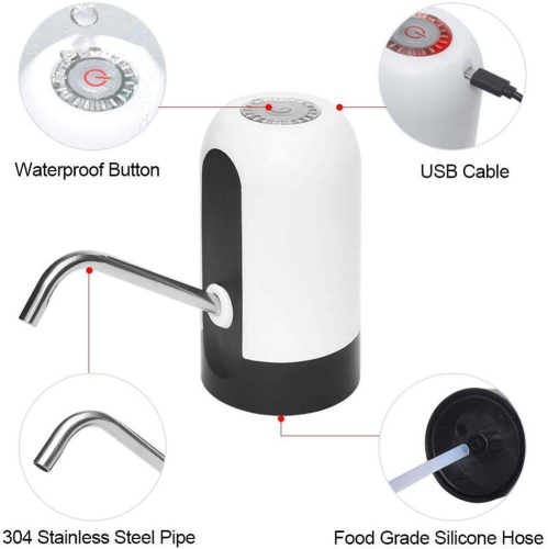 Distributeur d'eau de 5 gallons, pompe pour bidon d'eau de 5 gallons, pompe de recharge USB pour bouteille d'eau avec bouchon de bouteille