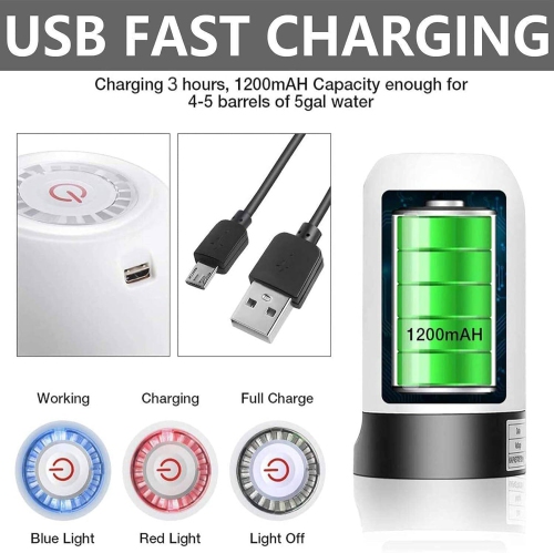 Distributeur d'eau, pompe à eau potable électrique de recharge USB portative pour bouteille de 5 gallons, distributeur automatique de cruche d'eau