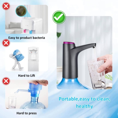 Distributeur d'eau, pompe à bouteille d'eau portative de 2-5 gallons, pompe à eau potable électrique, pompe à eau de recharge USB universelle pour le