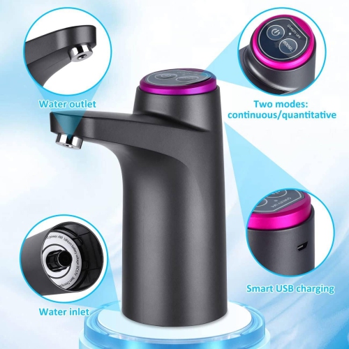 Distributeur d'eau, pompe à bouteille d'eau portative de 2-5 gallons, pompe à eau potable électrique, pompe à eau de recharge USB universelle pour le