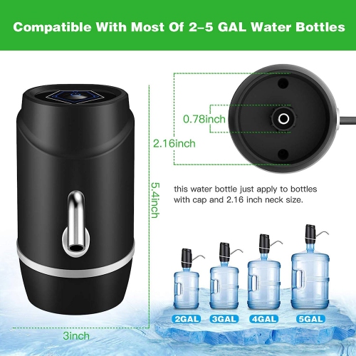 Distributeur d'eau portatif, distributeur d'eau potable électrique de 5 gallons, pompe de recharge USB universelle pour bouteille d'eau de 2-5