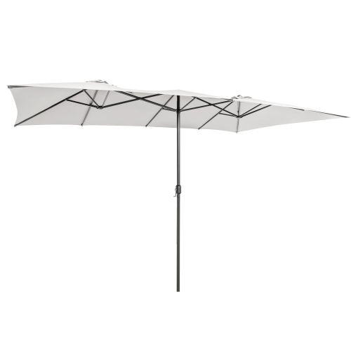 Gymax 15FT Double-Sided Market Umbrella Large Crank Handle Vented Twin Patio