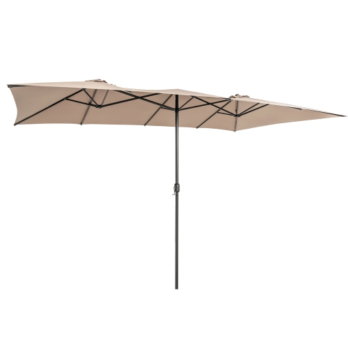 Gymax 15FT Double-Sided Market Umbrella Large Crank Handle Vented Twin Patio