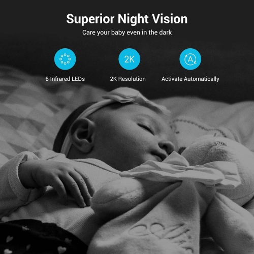 Security Camera, 2K BabyPet Cameras 360-degree for Home Security Motion Tracking, IR Night Vision, Works with Alexa & Google Assistant & IFTTT, White