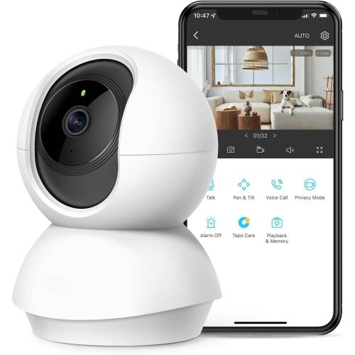 2K Pan/Tilt Indoor Security WiFi Camera, Baby & Pet Camera w/ 360° Motion Tracking, 2-Way Audio, Cloud & Local Storage Night Vision