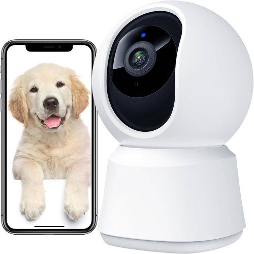 360° View 4MP Pet Camera with Phone App, 5G WiFi Indoor Security Camera, Night Vision, Baby Monitor, Two-Way Audio, Works with Alexa