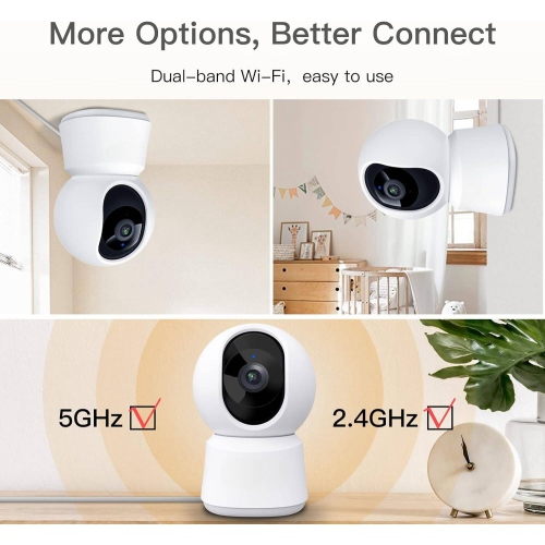 360° View 4MP Pet Camera with Phone App, 5G WiFi Indoor Security Camera, Night Vision, Baby Monitor, Two-Way Audio, Works with Alexa