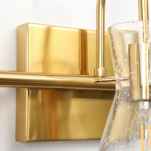 Modern Bell Bathroom Vanity Light, 3-Light Brass Gold Wall Sconce Light with Seeded Glass Shade