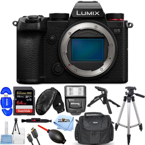 PANASONIC  Lumix Dc-S5 Mirrorless Digital Camera (Body) + 64GB + Flash Bundle