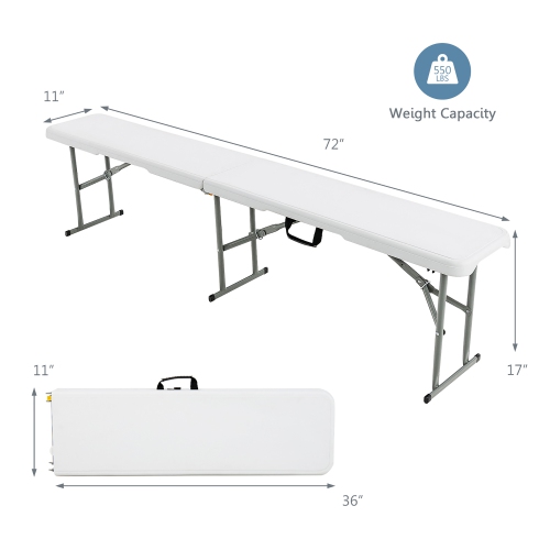 Ensemble de table de camping pliante de Costway avec table longue et 2 bancs pour pique-nique