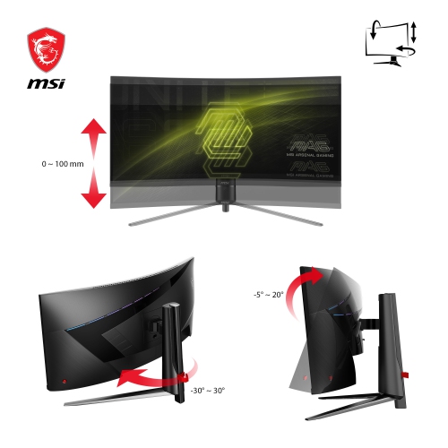 MSI UWQHD – Moniteur de jeu incurvé 1000R inclinable et pivotant 21:9 VA 180 Hz 1 ms 34 po, MAG 345CQR