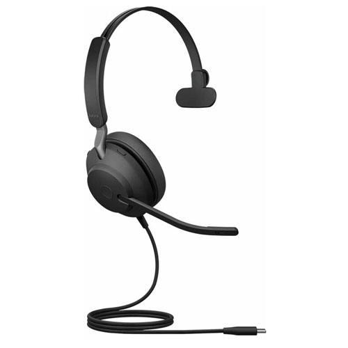 Jabra Evolve2 40 On-Ear Passive Noise Cancelling Headsets with Mic