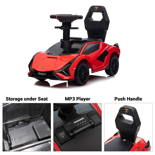 Voltz Toys Ride-on Push Car for Kids, Licensed Lamborghini SIAN for Toddlers 18-60 Months, Sliding Walker Toy Car with Music, Lights and Under Seat