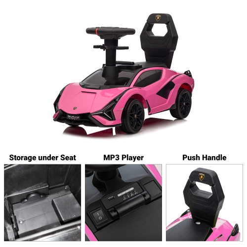 Voltz Toys Ride-on Push Car for Kids, Licensed Lamborghini SIAN for Toddlers 18-60 Months, Sliding Walker Toy Car with Music, Lights and Under Seat