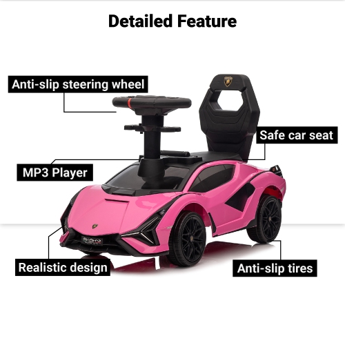 Voltz Toys Ride-on Push Car for Kids, Licensed Lamborghini SIAN for Toddlers 18-60 Months, Sliding Walker Toy Car with Music, Lights and Under Seat
