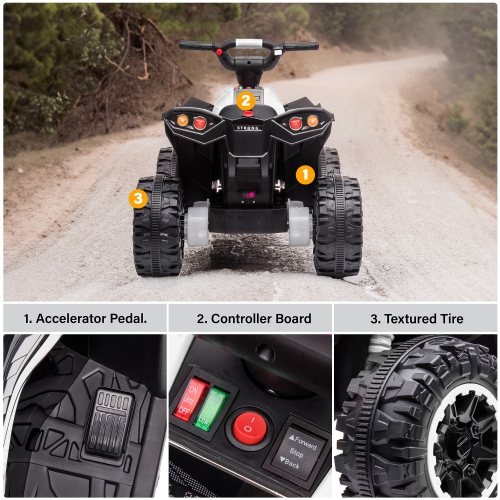 Voltz Toys ATV Ride-On Toy Car for Kids, 12V Off-Road Battery Powered Electric Truck with LED Lights, High/Low Speeds, MP3 Player