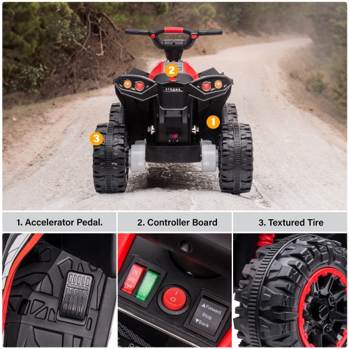 Voltz Toys ATV Ride-On Toy Car for Kids, 12V Off-Road Battery Powered Electric Truck with LED Lights, High/Low Speeds, MP3 Player