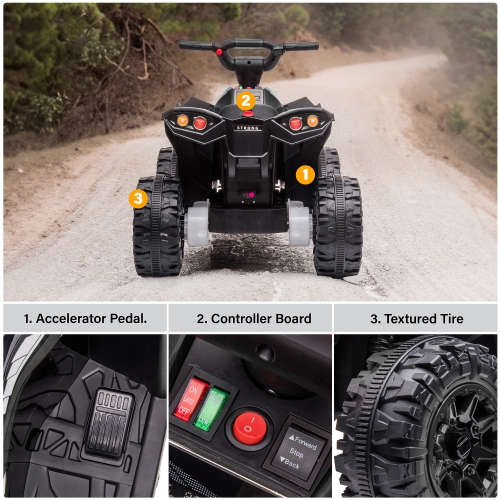 Voltz Toys ATV Ride-On Toy Car for Kids, 12V Off-Road Battery Powered Electric Truck with LED Lights, High/Low Speeds, MP3 Player